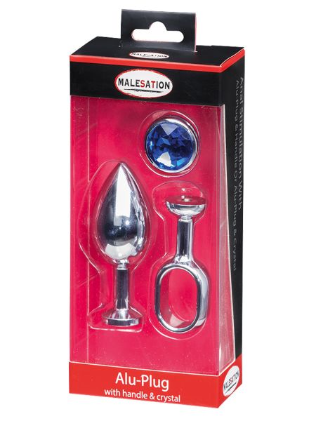 MALESATION Alu-Plug with handle & crystal large, chrome - 3