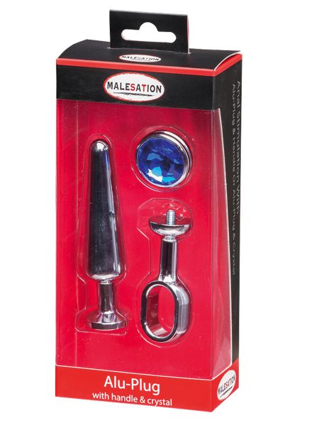 MALESATION Alu-Plug with handle & crystal medium, chrome - 3