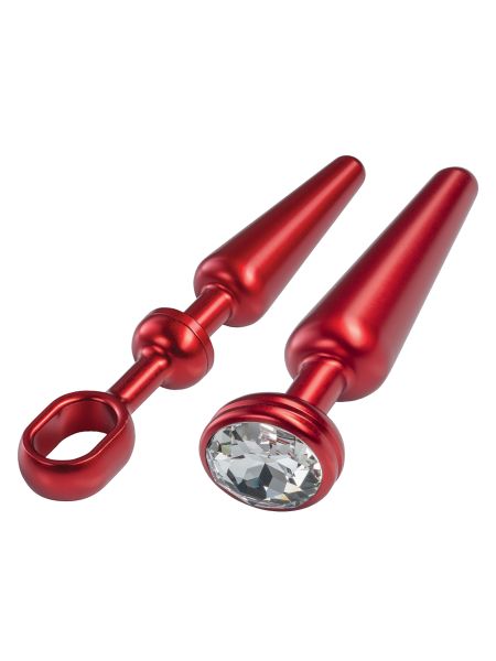 MALESATION Alu-Plug with handle & crystal medium, red - 2