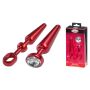 MALESATION Alu-Plug with handle & crystal medium, red - 2