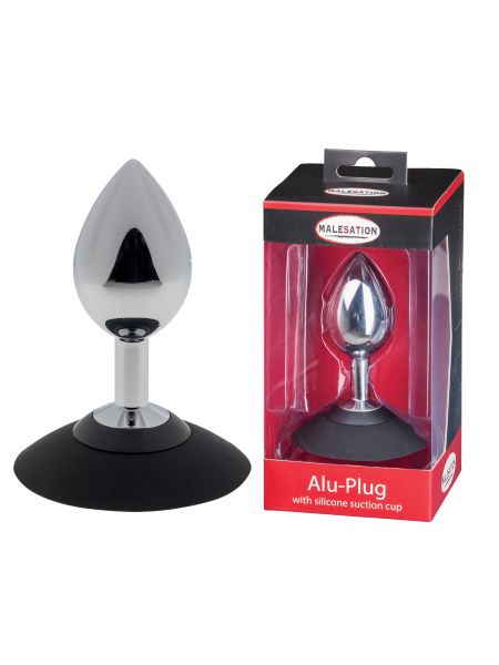 MALESATION Alu-Plug with suction cup large, chrome