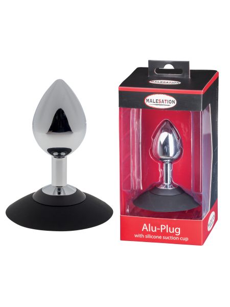 MALESATION Alu-Plug with suction cup medium, chrome