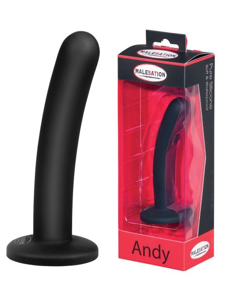 Silikonowe czarne gładkie dildo z przyssawką 12 cm