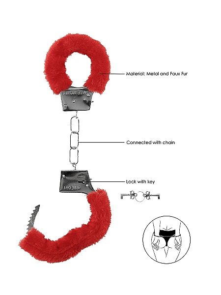 Beginner"s Handcuffs Furry - Red - 6