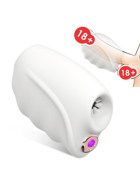 Mały mini męski masturbator z wibracjami Master White - 4