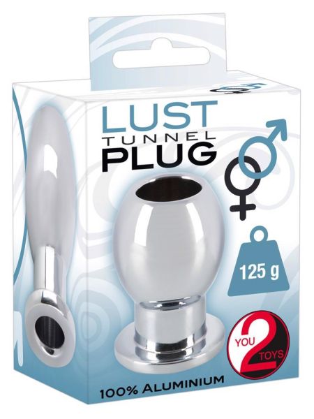 Metalowy korek analny otwarty tunel plug sex 6 cm - 2