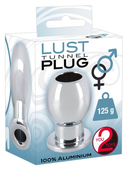 Metalowy korek analny otwarty tunel plug sex 6 cm