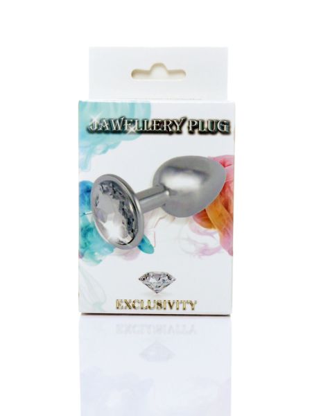 Metalowy stalowy sex korek analny z diamentem 7cm - 5