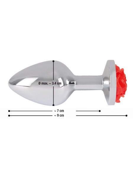 Metalowy stalowy sex korek analny z kwiatem 9cm - 15