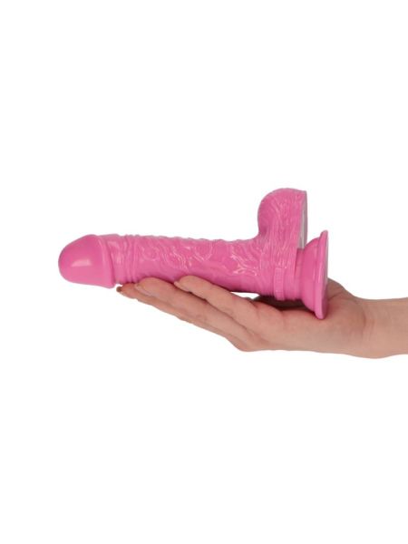 Różowe żylaste dildo gumowe z przyssawką 14,5 cm - 12