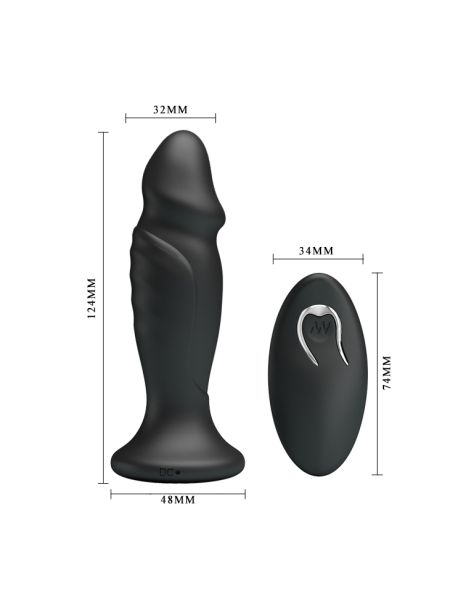 Mini penis korek analny wibrujący na pilota 12cm - 4