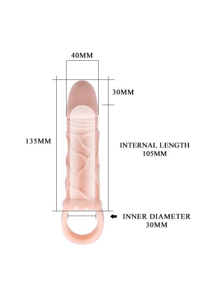 Nakładka na penisa przedłużająca realistyczna +3cm - 6