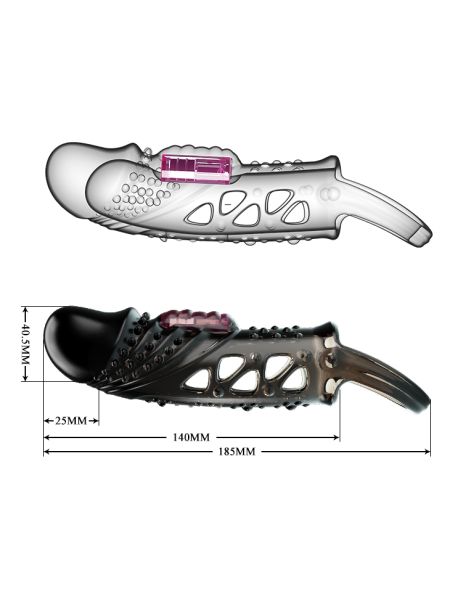 Nakładka powiększająca penisa z wibracjami pogrubi - 7