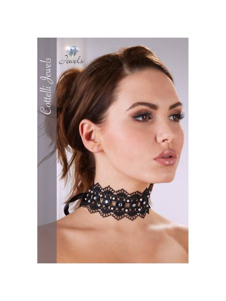 Naszyjnik obroża choker haftowany z kamykami - 8