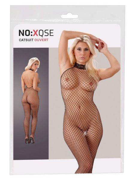 Podniecający bodystocking siatka rozcięty krok S/M