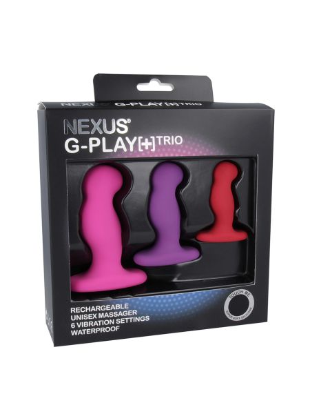 Nexus - G-Play Trio Plus Unisex Vibrator Pack S/M/L Pink Red Purple - 3