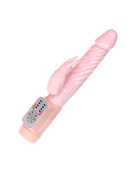 Ogrzewany wibrator z sex masażerem łechtaczki 21cm