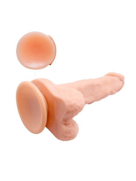 Penis z jądrami wibrujące dildo z przyssawką mocne - 5