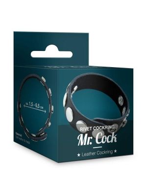 Pierścień na penisa Mr. Cock Rivet Leather black