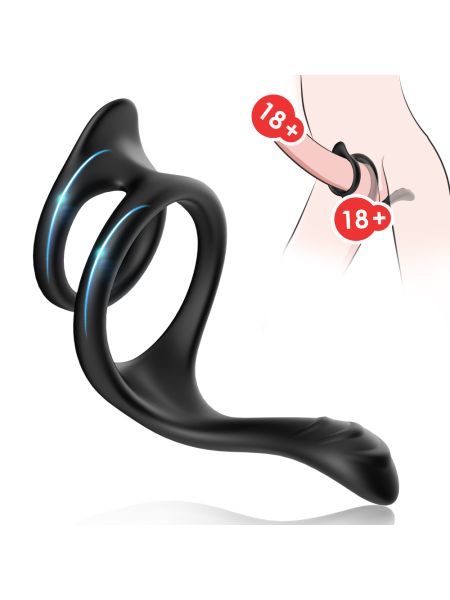Pierścień na penisa podwójny z masażerem krocza - 2
