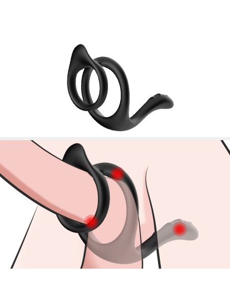 Pierścień na penisa podwójny z masażerem krocza - 6
