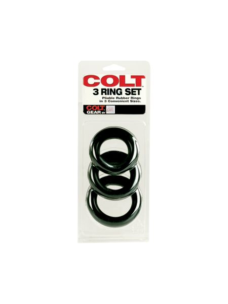 Pierścień-COLT 3 RING SET BLACK - 3