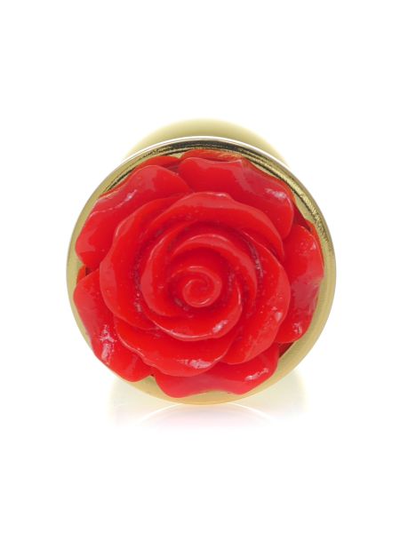 Korek analny czerwona róża zatyczka ze stali 7cm - 2