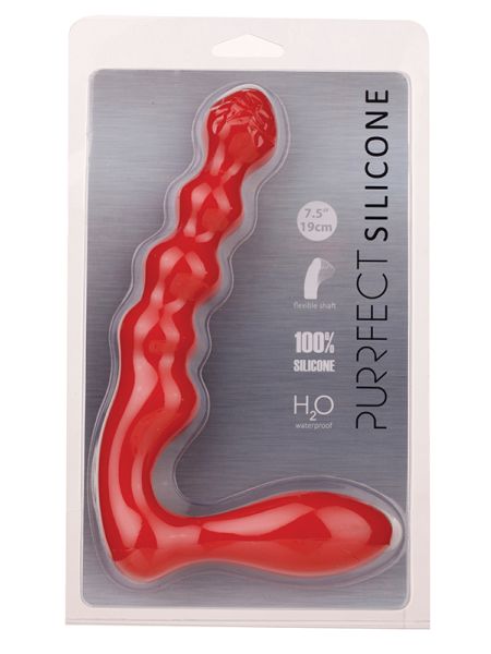 Czerwone silikonowe dildo do podwójnej penetracji - 3