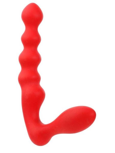 Czerwone silikonowe dildo do podwójnej penetracji - 4