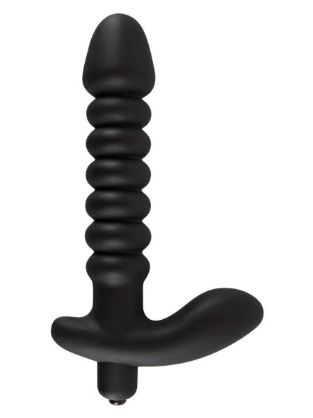 Dildo korek analny czarny prążkowany 17 cm - 3