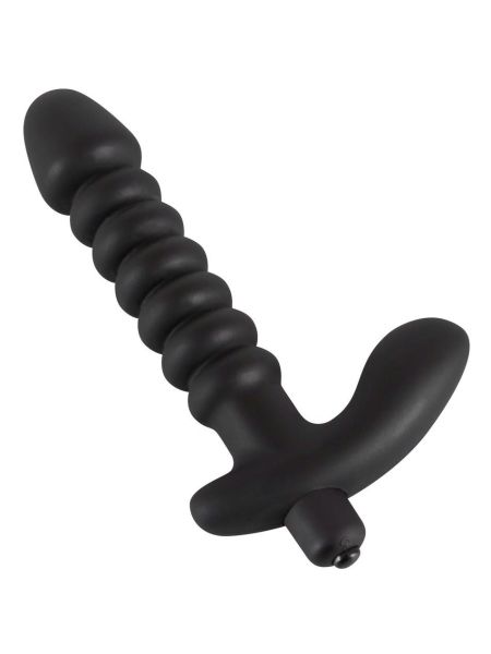 Dildo korek analny czarny prążkowany 17 cm - 5