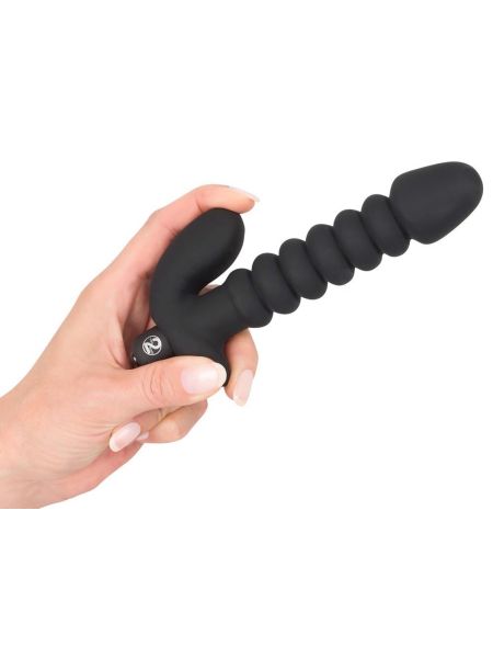 Dildo korek analny czarny prążkowany 17 cm - 6