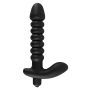 Dildo korek analny czarny prążkowany 17 cm - 4