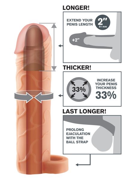 Pogrubiająca wydłużająca nakładka na penisa +5cm - 6