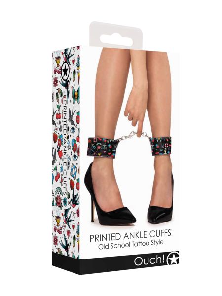 Printed Ankle Cuffs - Old School Tattoo Style - Black - 4