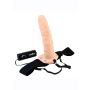 Strap-on na szelkach z wibrującym żylastym dildo - 3