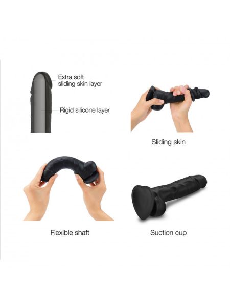 Realistyczne dildo sliding skin black xxl - 3