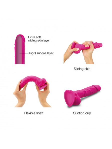 Realistyczne dildo sliding skin fushia m - 3