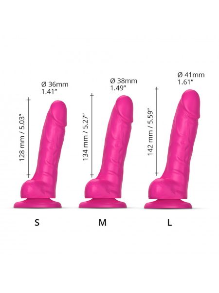 Realistyczne dildo sliding skin fushia m - 4