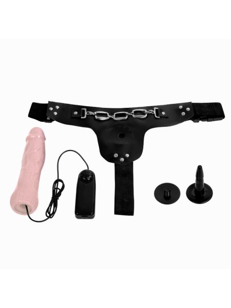 Realistyczny penis na pasach wibrator strapon 19cm - 3