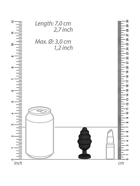 Prążkowany korek analny zatyczka plug czarny 7 cm - 3