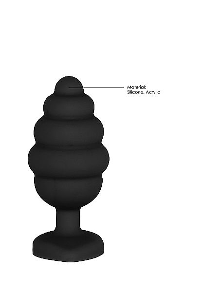 Prążkowany korek analny zatyczka plug czarny 7 cm - 7