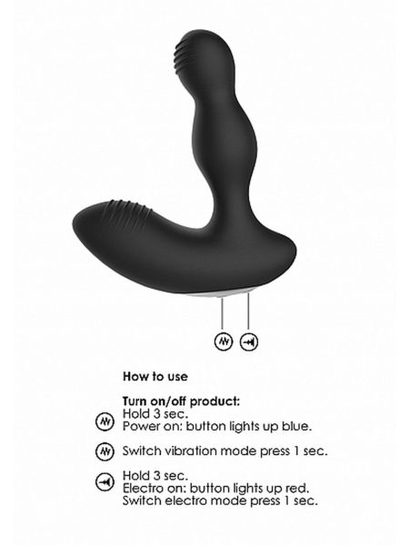 Remote Controlled E-Stim & Vibrating Prostate Massager - Black - 23