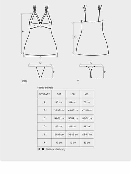 Satynowa sex koszulka stringi komplet secred l/xl - 3