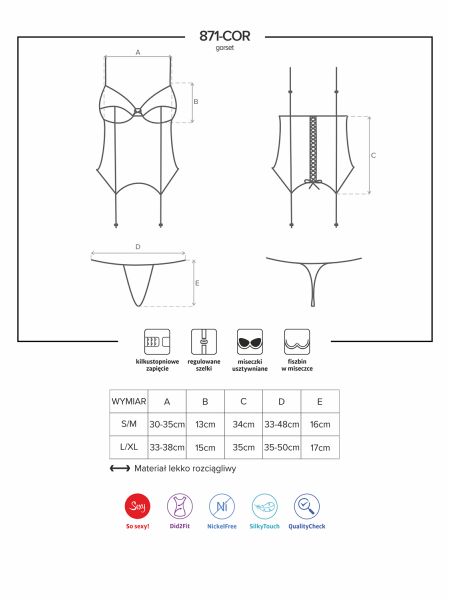 Satynowy gorset stringi sex komplet obsessive l/xl - 5