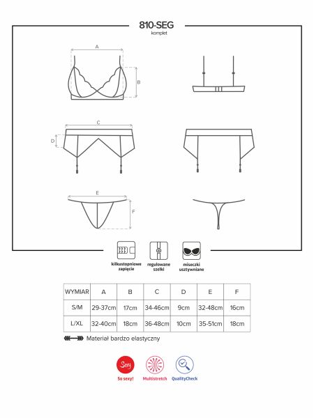 Sex komplet biustonosz pas stringi obsessive s/m - 7