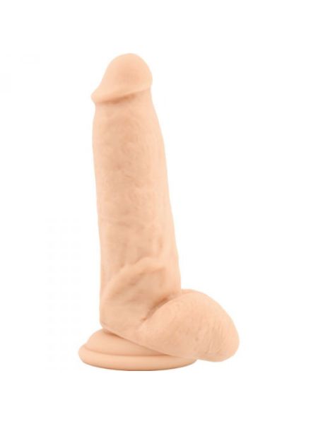 Silikonowe dildo z jądrami przyssawką penis 19cm - 2