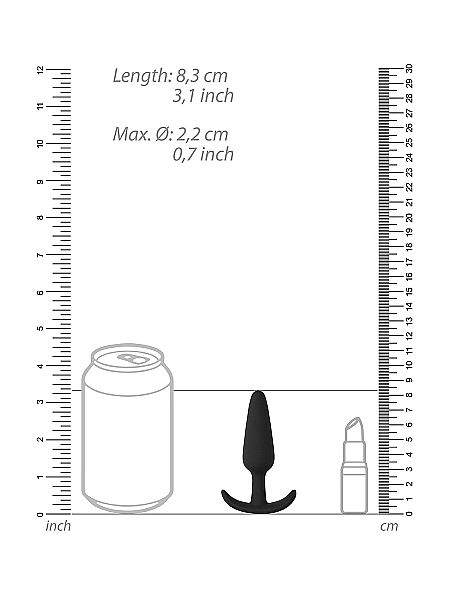 Czarny silikonowy korek analny z uchwytem 8,5 cm - 3