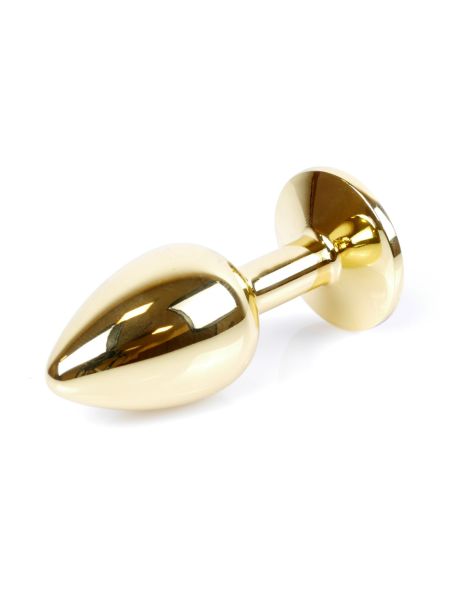 Stalowy korek analny plug złoty sex kryształ 7cm - 3