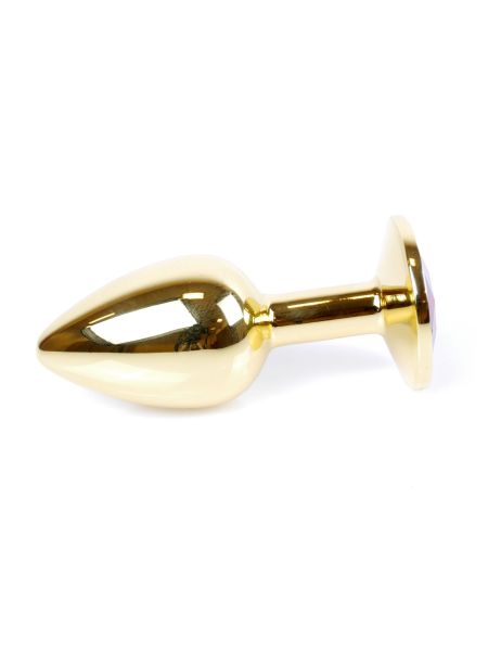 Stalowy korek analny plug złoty sex kryształ 7cm - 4